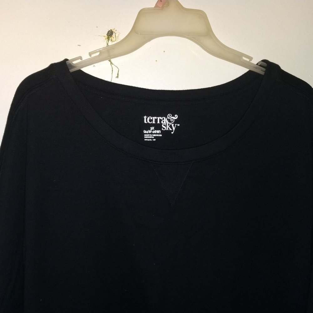 Womens Terra and Sky 3X 24W-26W Sweatshirt Black long sleeve
